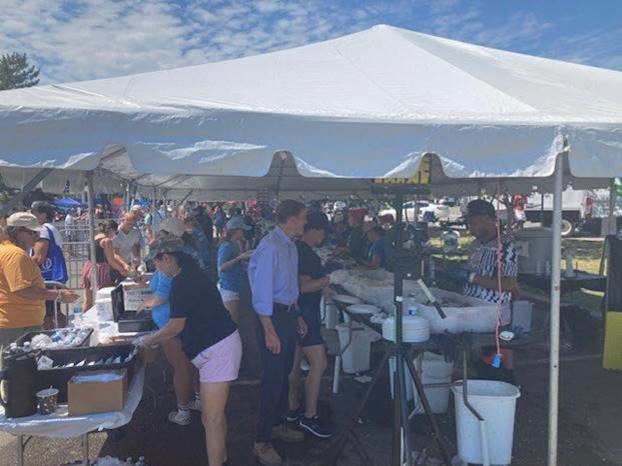 Blumenthal attended Oysterfest in Milford.